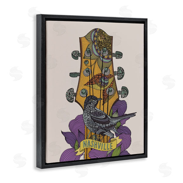Stupell Industries Valentina Harper | Intricate Nashville Guitar Floral Patterned Bird Perched Wall Art