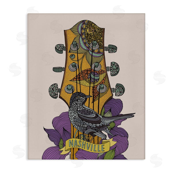 stupell industries Valentina Harper | Intricate Nashville Guitar Floral Patterned Bird Perched Wall Art