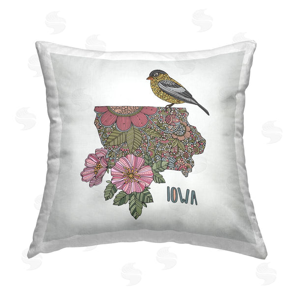stupell industries Valentina Harper | Iowa State Bird & Flower Patterned Printed Throw Pillow