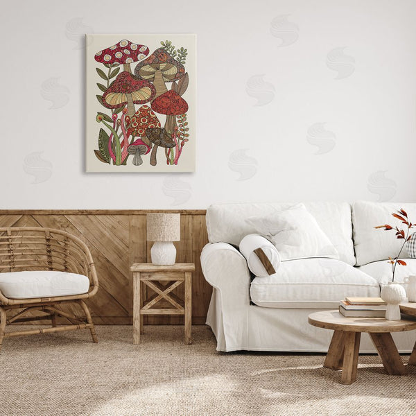 Stupell Industries Valentina Harper | Layered Mushrooms Nature Botanicals Intricate Floral Patterns Wall Art