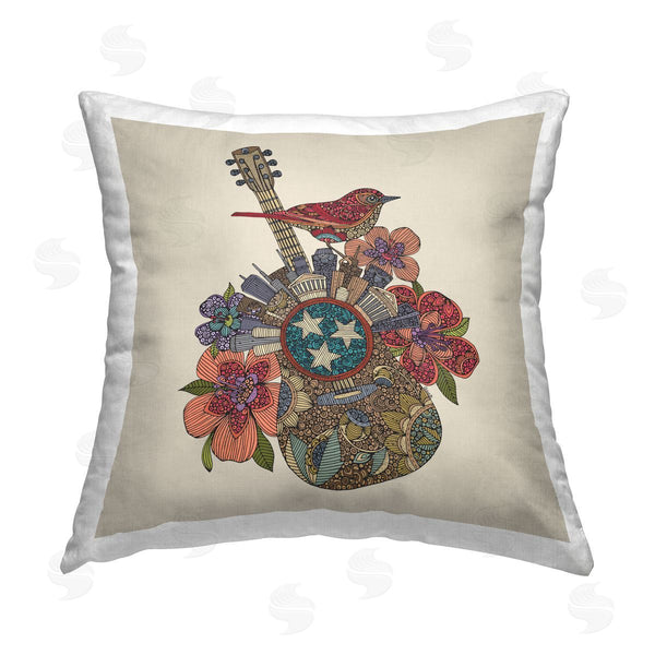 stupell industries Valentina Harper | Musical City Guitar Floral Pattern Printed Throw Pillow