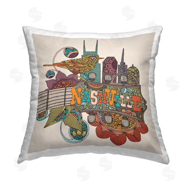 stupell industries Valentina Harper | Nashville City of Music Patterned Printed Throw Pillow