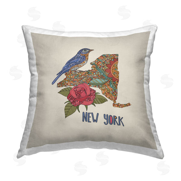 stupell industries Valentina Harper | New York Floral Pattern State Printed Throw Pillow