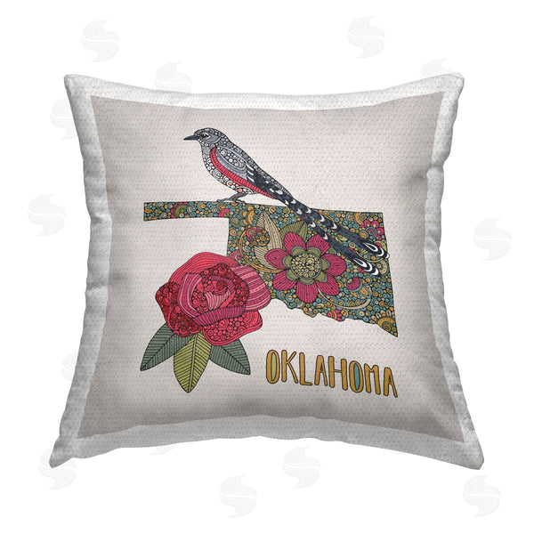 Stupell Industries Valentina Harper | Oklahoma State Bird Flowers Printed Throw Pillow