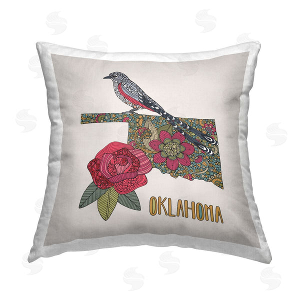 stupell industries Valentina Harper | Oklahoma State Bird Flowers Printed Throw Pillow