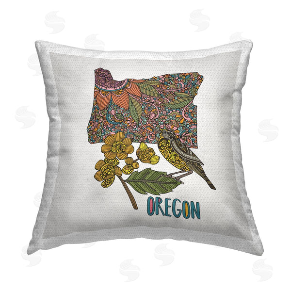 Stupell Industries Valentina Harper | Oregon State Flower Patterned Bird Printed Throw Pillow
