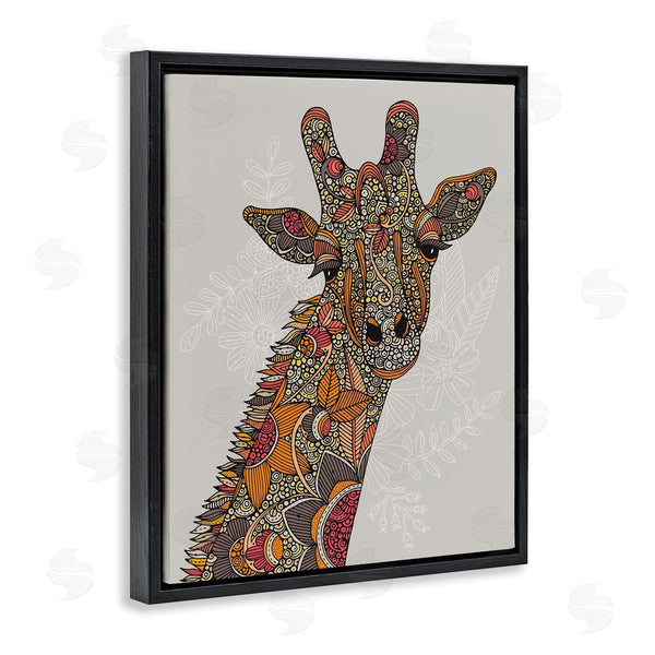 Stupell Industries Valentina Harper | Pleasant Giraffe Animal Intricate Floral Fractal Details Wall Art