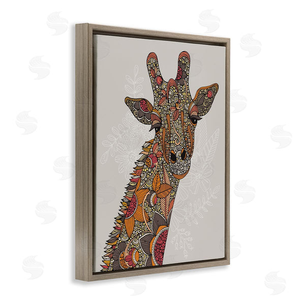 Stupell Industries Valentina Harper | Pleasant Giraffe Animal Intricate Floral Fractal Details Wall Art