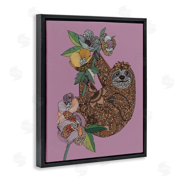 Stupell Industries Valentina Harper | Sloth Hanging Flower Blossoms Intricate Fractals Pattern Wall Art