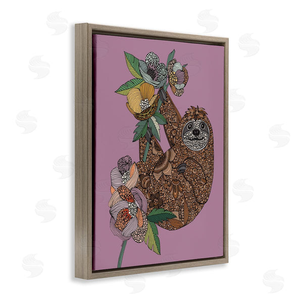 Stupell Industries Valentina Harper | Sloth Hanging Flower Blossoms Intricate Fractals Pattern Wall Art