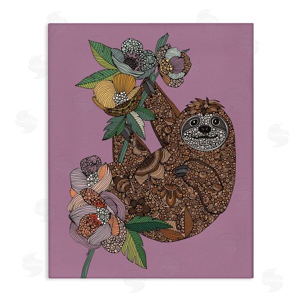 stupell industries Valentina Harper | Sloth Hanging Flower Blossoms Intricate Fractals Pattern Wall Art