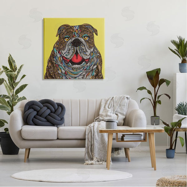 Stupell Industries Valentina Harper | Smiling Bulldog Bold Creative Mandala Patterns Shapes Wall Art