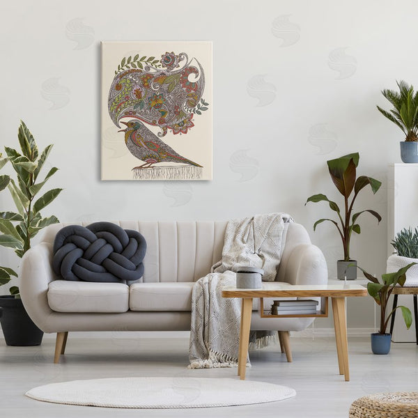 Stupell Industries Valentina Harper | Song Bird Complex Paisley Patterns Botanical Leaves Wall Art