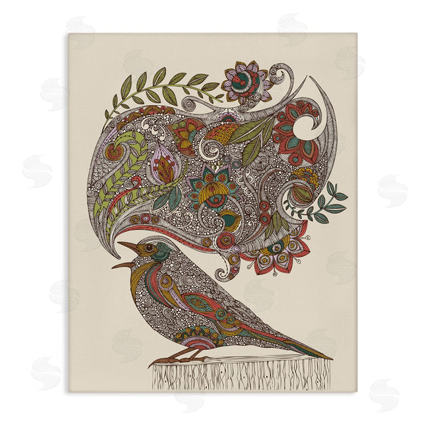 stupell industries Valentina Harper | Song Bird Complex Paisley Patterns Botanical Leaves Wall Art