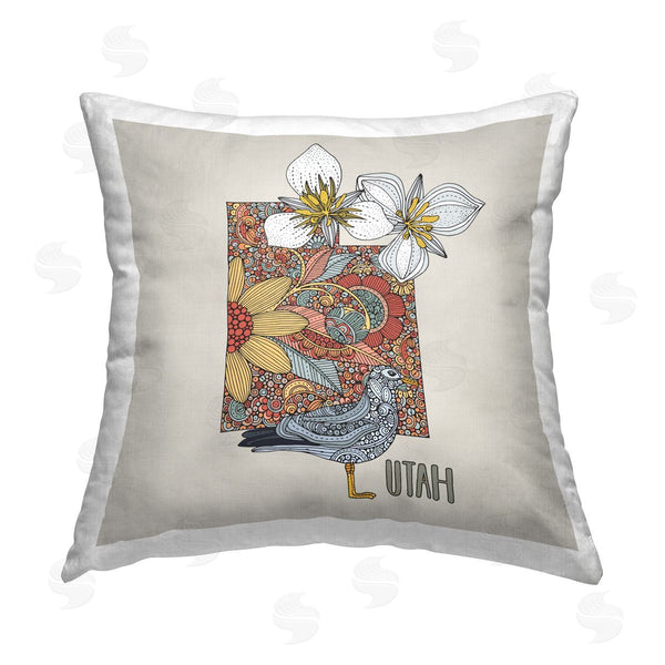 stupell industries Valentina Harper | Utah Gull Floral Pattern State Printed Throw Pillow