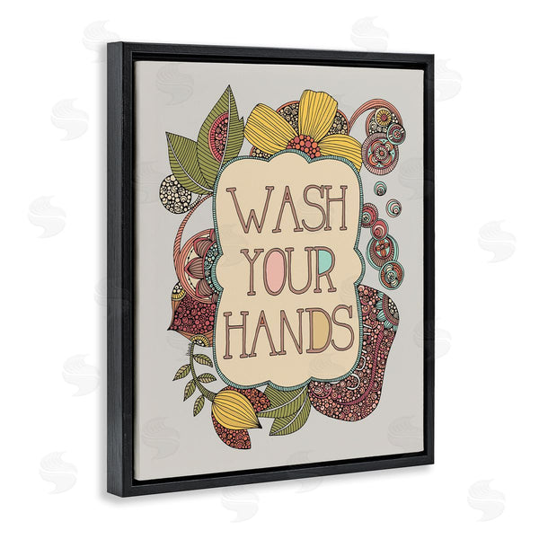 Stupell Industries Valentina Harper | Wash Your Hands Bathroom Sign Intricate Floral Details Wall Art