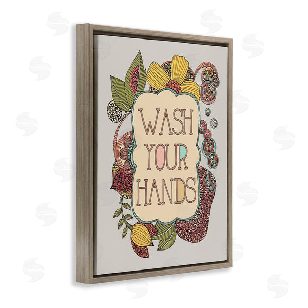 Stupell Industries Valentina Harper | Wash Your Hands Bathroom Sign Intricate Floral Details Wall Art