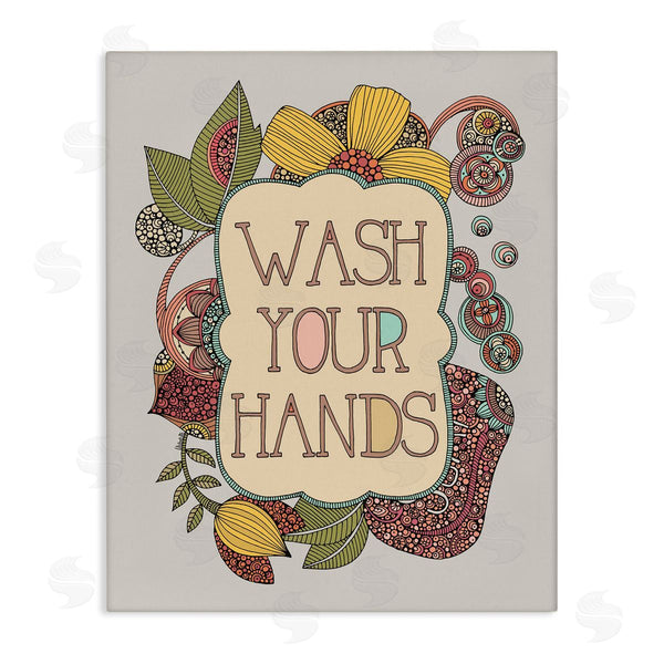 stupell industries Valentina Harper | Wash Your Hands Bathroom Sign Intricate Floral Details Wall Art