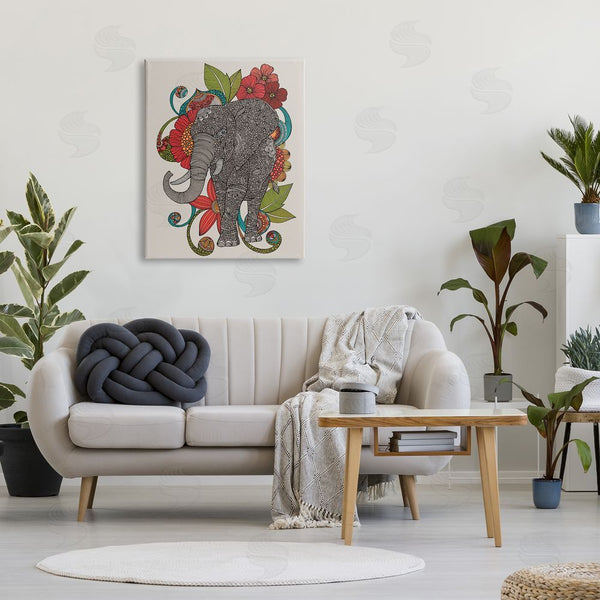 Stupell Industries Valentina Harper | Wild Elephant Surrounded Elaborate Flower Mandala Patterns Wall Art