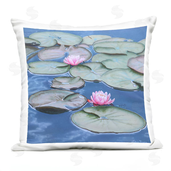 Stupell Industries Valerie Rogers | Blue Pond Lily Reflection Printed Throw Pillow
