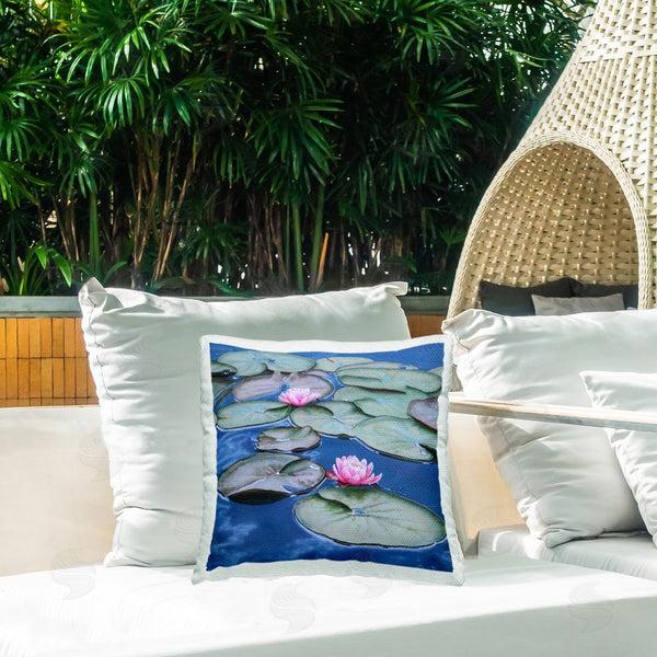 Stupell Industries Valerie Rogers | Blue Pond Lily Reflection Printed Throw Pillow