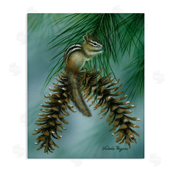 stupell industries Valerie Rogers | Chipmunk Pine Cone Perch