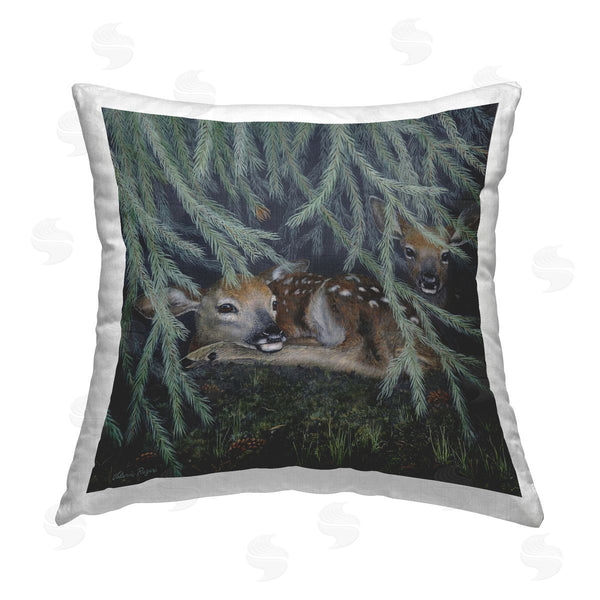 stupell industries Valerie Rogers | Deer Under Forest Tree Printed Throw Pillow