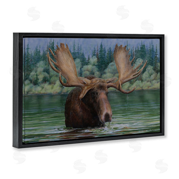 Stupell Industries Valerie Rogers | Moose Swimming In Lake