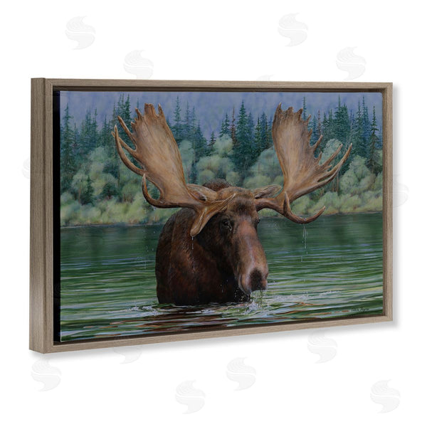 Stupell Industries Valerie Rogers | Moose Swimming In Lake
