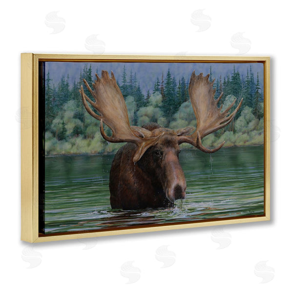 Stupell Industries Valerie Rogers | Moose Swimming In Lake