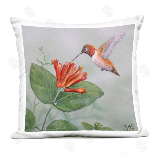 Stupell Industries Valerie Rogers | Red Hummingbird & Flower Printed Throw Pillow
