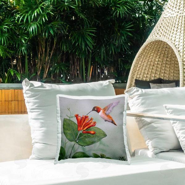 Stupell Industries Valerie Rogers | Red Hummingbird & Flower Printed Throw Pillow