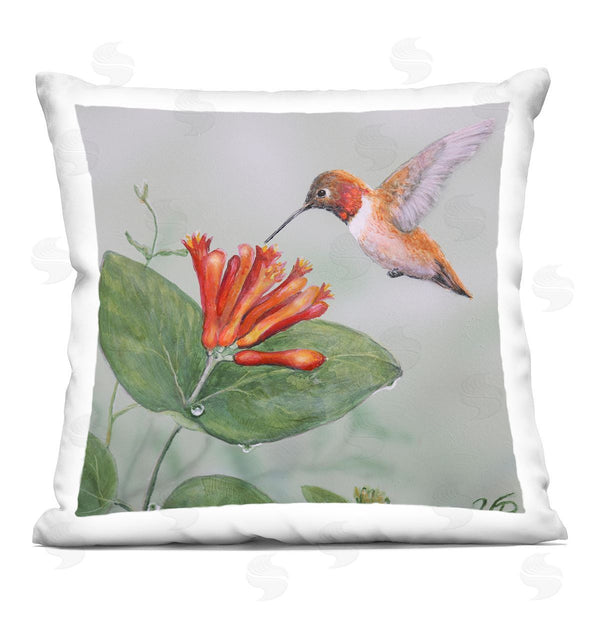 stupell industries Valerie Rogers | Red Hummingbird & Flower Printed Throw Pillow