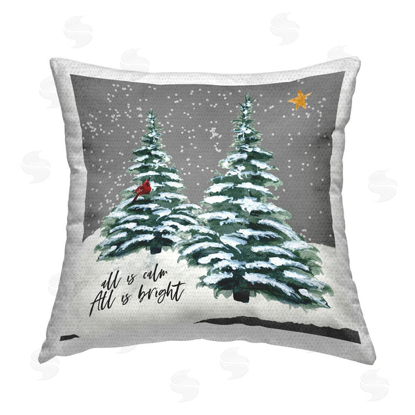 Stupell Industries Valerie Weiners | All Is Calm & Bright Winter Trees Printed Throw Pillow