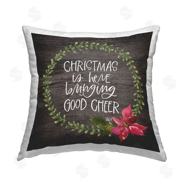 Stupell Industries Valerie Weiners | Christmas Bringing Good Cheer Poinsettia Printed Throw Pillow
