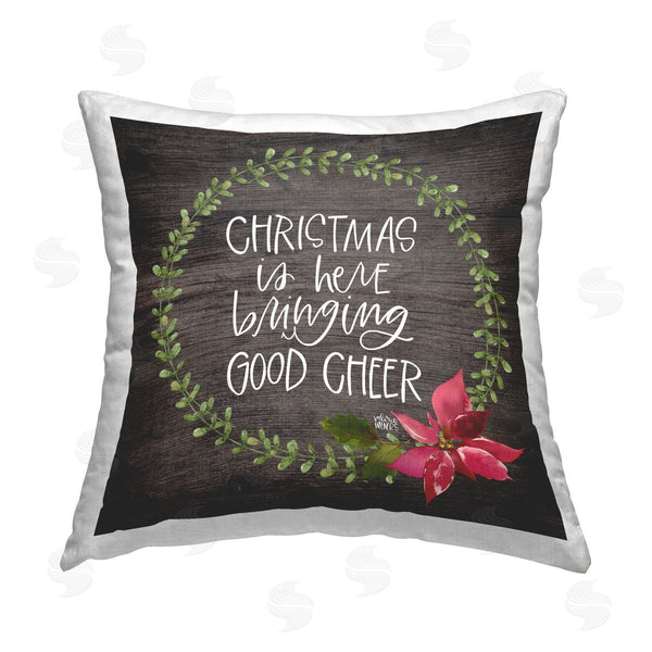 stupell industries Valerie Weiners | Christmas Bringing Good Cheer Poinsettia Printed Throw Pillow
