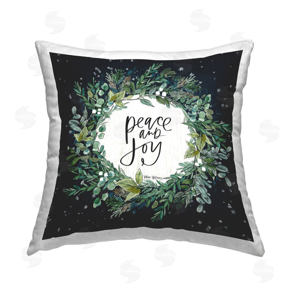 stupell industries Valerie Weiners | Peace & Joy Wreath Snowfall Printed Throw Pillow