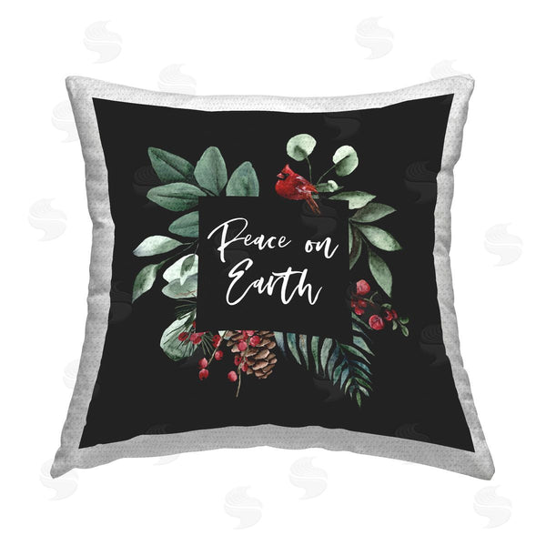 Stupell Industries Valerie Weiners | Peace On Earth Cardinal Botanicals Printed Throw Pillow