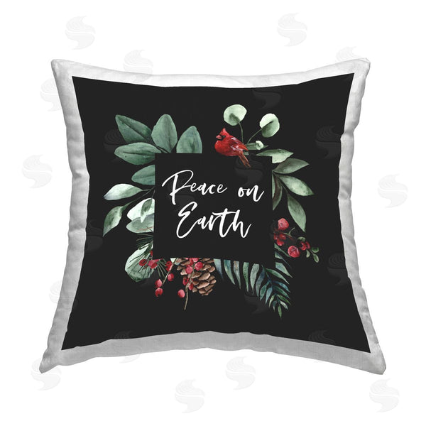 stupell industries Valerie Weiners | Peace On Earth Cardinal Botanicals Printed Throw Pillow