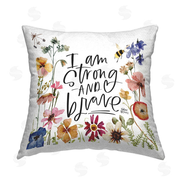 Stupell Industries Valerie Weiners | Strong & Brave Encouraging Confidence Printed Throw Pillow