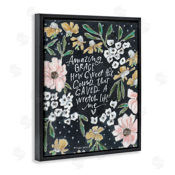 Stupell Industries Valerie Wieners | Amazing Grace How Sweet Quote Blushing Spring Florals Wall Art
