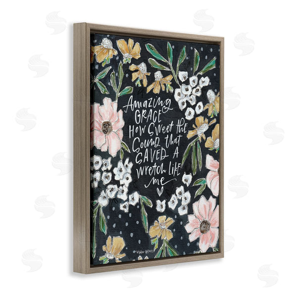 Stupell Industries Valerie Wieners | Amazing Grace How Sweet Quote Blushing Spring Florals Wall Art