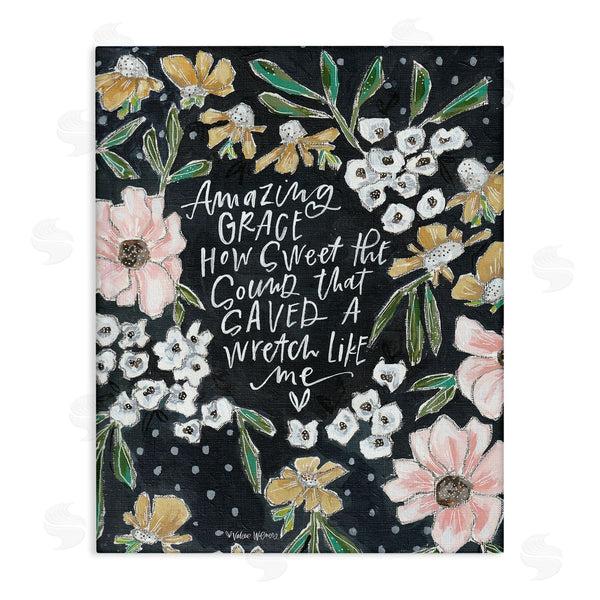 stupell industries Valerie Wieners | Amazing Grace How Sweet Quote Blushing Spring Florals Wall Art