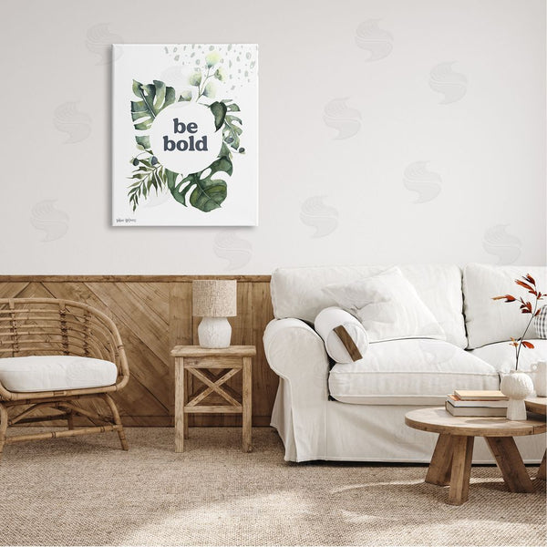 Stupell Industries Valerie Wieners | Be Bold Phrase Text Botanical Leaf Border Motif Wall Art