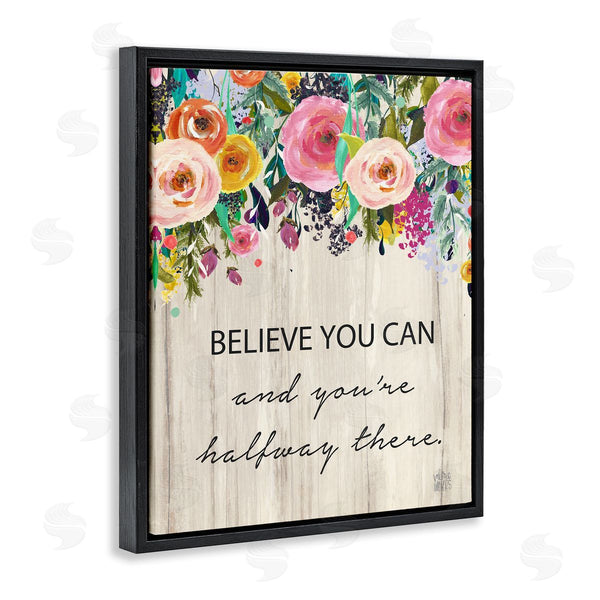 Stupell Industries Valerie Wieners | Believe You Can Motto Blooming Spring Floral Cascade Wall Art