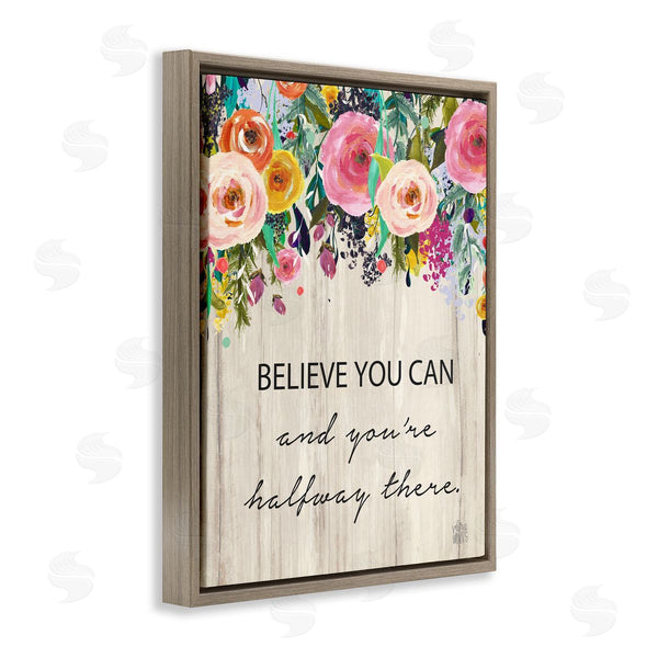 Stupell Industries Valerie Wieners | Believe You Can Motto Blooming Spring Floral Cascade Wall Art