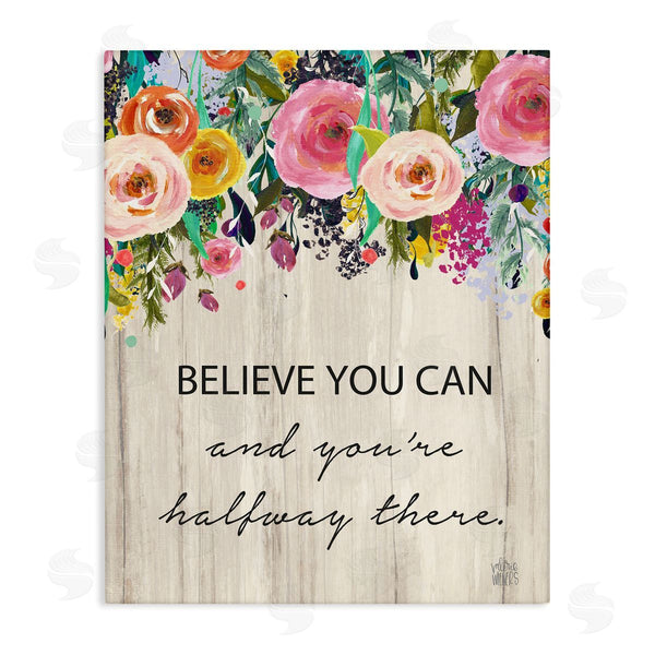 stupell industries Valerie Wieners | Believe You Can Motto Blooming Spring Floral Cascade Wall Art