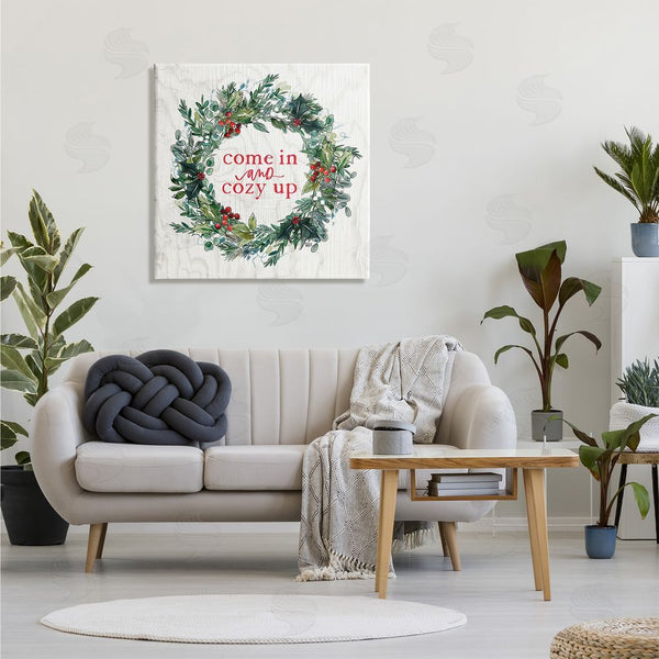 Stupell Industries Valerie Wieners | Come In And Cozy Up Winter Red Holly Wall Art