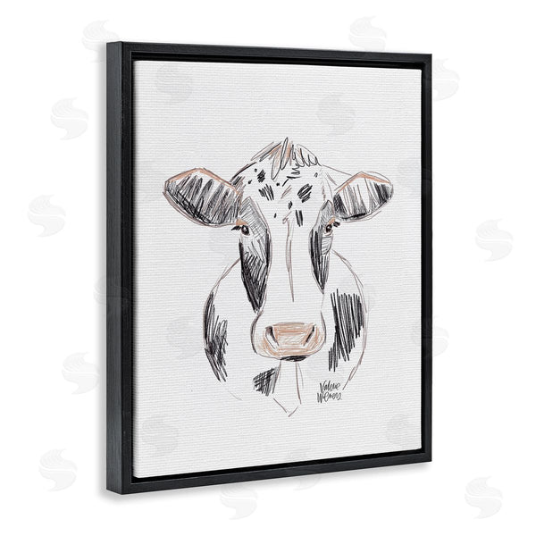 Stupell Industries Valerie Wieners | Dairy Cow Farm Animal Sketch Style Drawing Wall Art