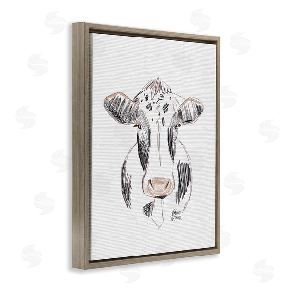 Stupell Industries Valerie Wieners | Dairy Cow Farm Animal Sketch Style Drawing Wall Art